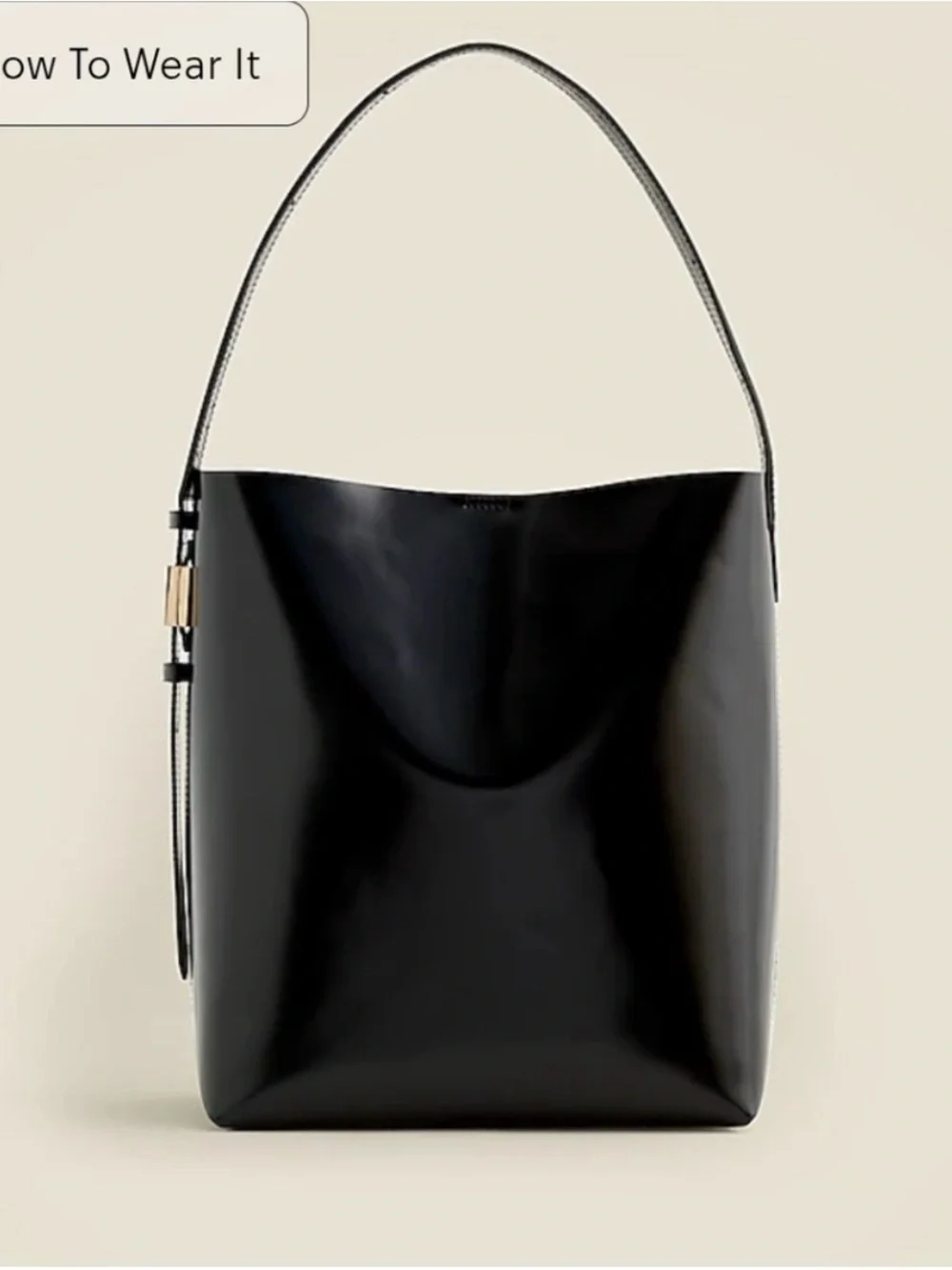 J crew Edie Bucket Bag Black patentLeather Bucket Shoulder Bag - Women's Handbag